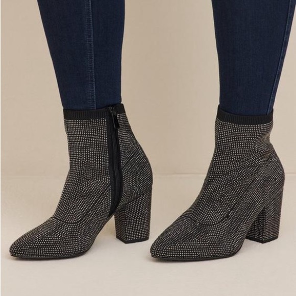 Torrid Stretch Knit Embellished Bootie 10WW - Picture 2 of 16